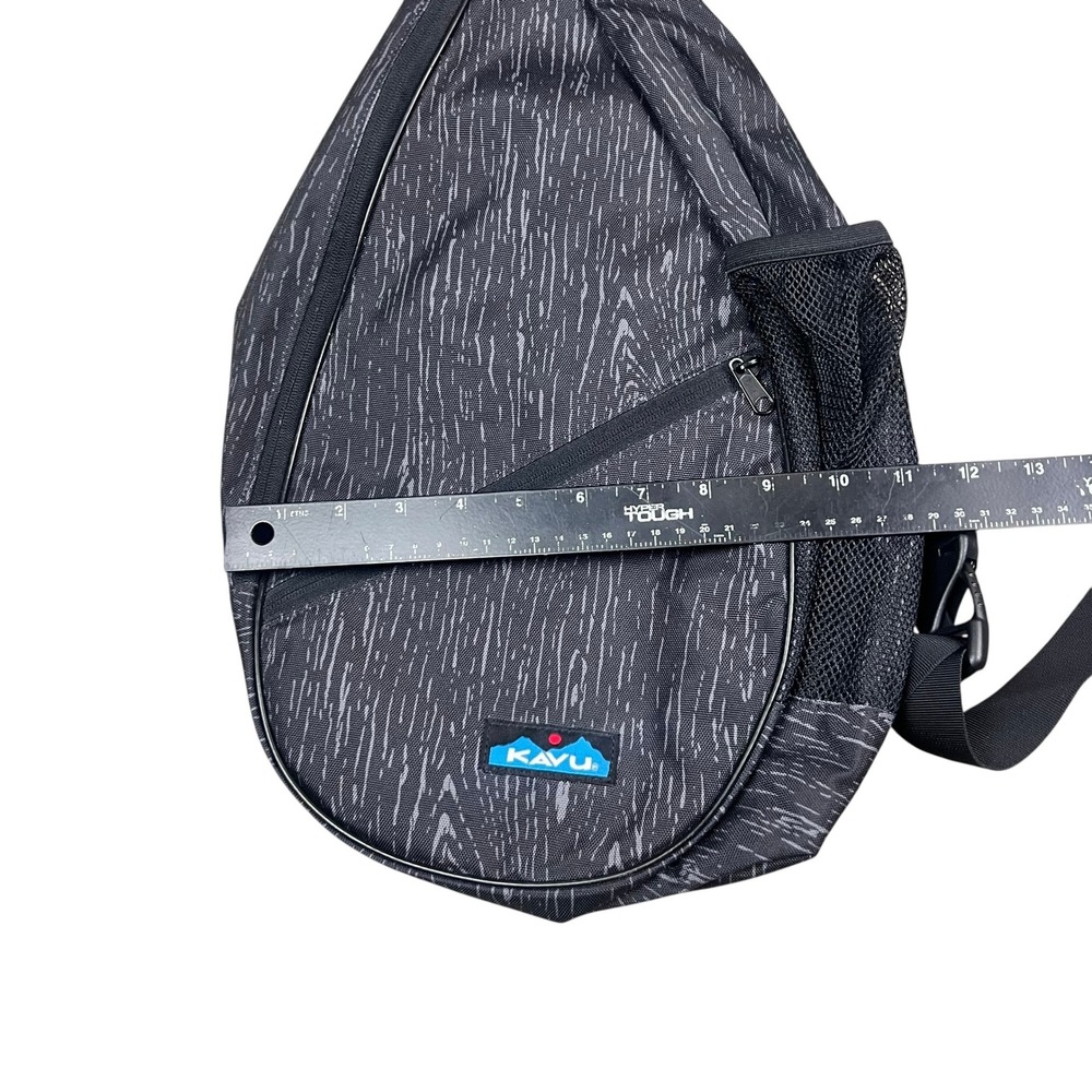 KAVU Rope Bag Sling Backpack Black Woodgrain Print Polyester Crossbody Bag - Picture 5 of 7